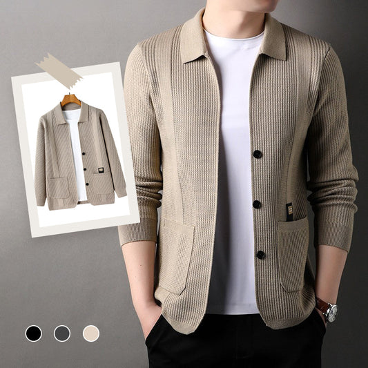 🔥New products in 2024--55% OFF🔥Men's Lapel Knitted Long Sleeve Coat