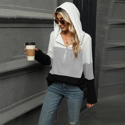 ✨Hot Sale 50% OFF✨Women's Color Block Hooded Sweater - Buy 2 Free Shipping