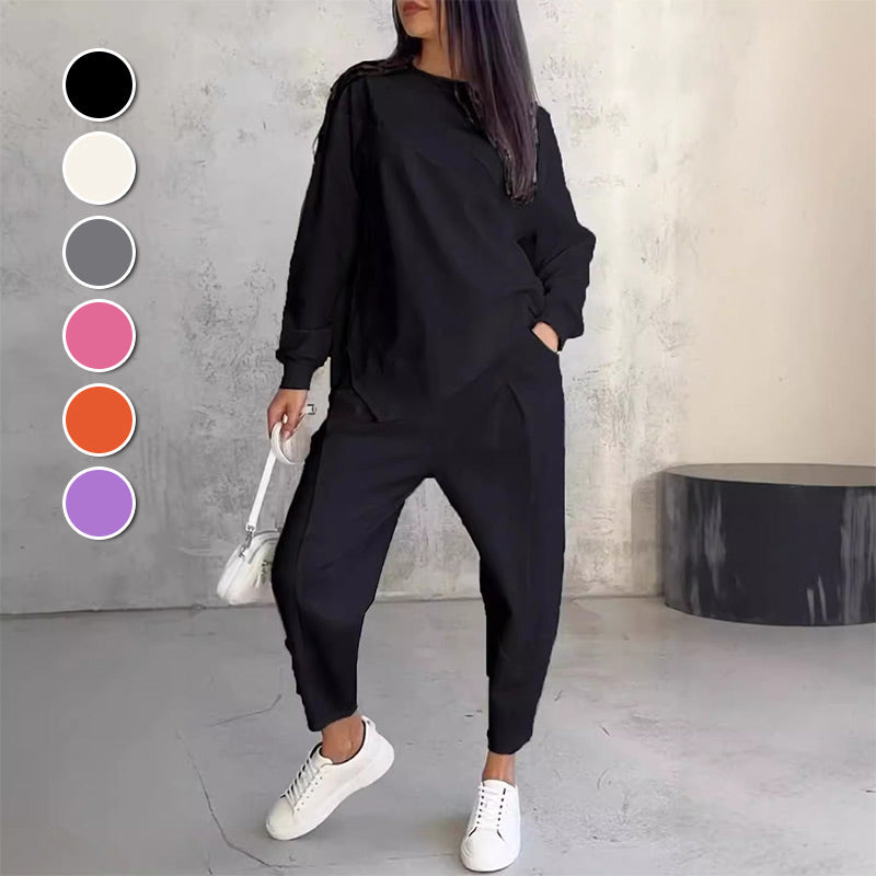 🌸50% OFF for a limited time🌸Women Long-Sleeve Irregular Hem Sweatshirts & Pants Set