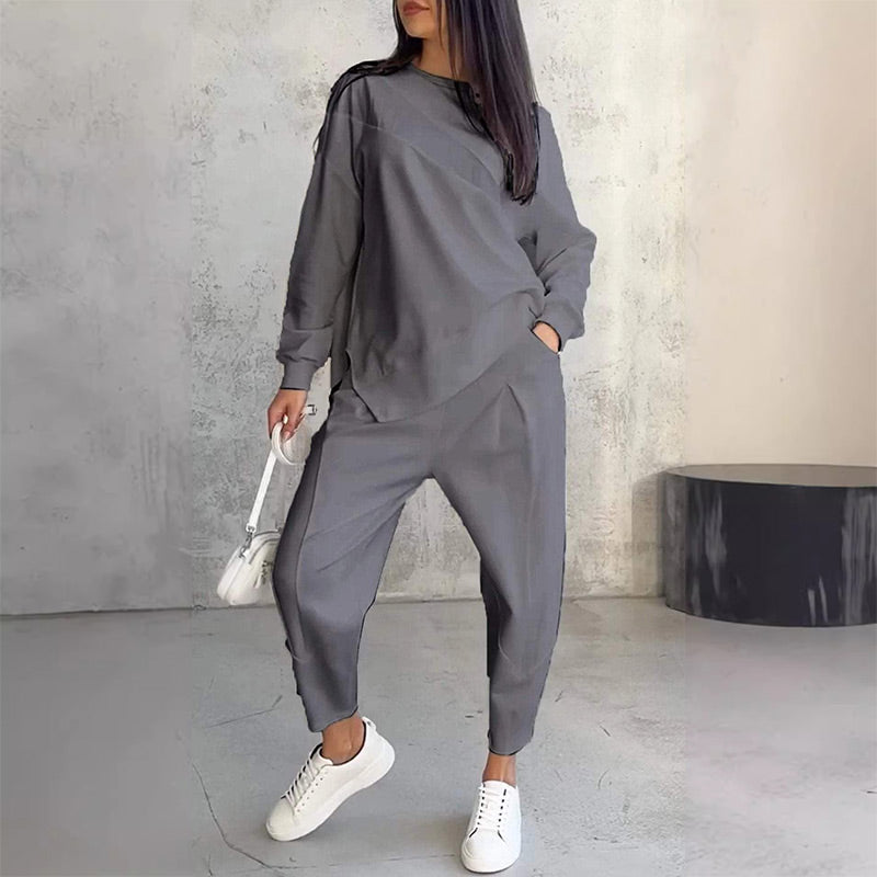 🌸50% OFF for a limited time🌸Women Long-Sleeve Irregular Hem Sweatshirts & Pants Set