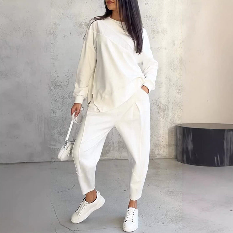 🌸50% OFF for a limited time🌸Women Long-Sleeve Irregular Hem Sweatshirts & Pants Set