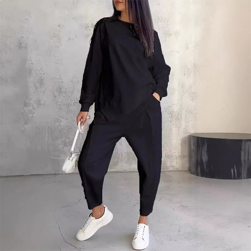 🌸50% OFF for a limited time🌸Women Long-Sleeve Irregular Hem Sweatshirts & Pants Set