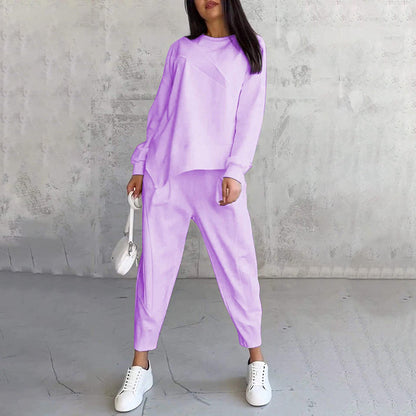 🌸50% OFF for a limited time🌸Women Long-Sleeve Irregular Hem Sweatshirts & Pants Set