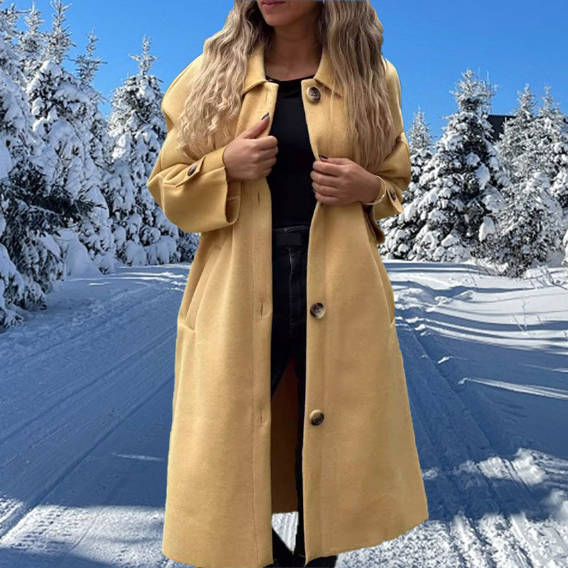 🏵️New Autumn Products 55% OFF--give you personal warmth🏵️Women's Button-Down Long Solid Color Coat