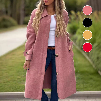 🏵️New Autumn Products 55% OFF--give you personal warmth🏵️Women's Button-Down Long Solid Color Coat