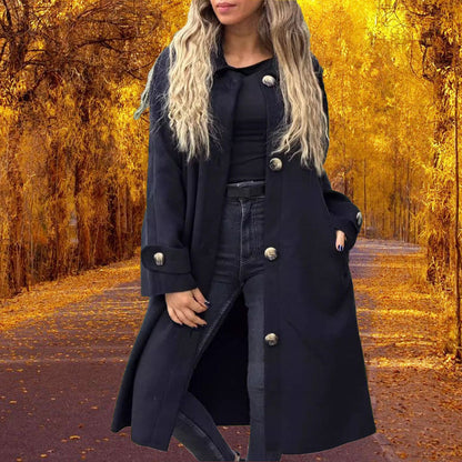 🏵️New Autumn Products 55% OFF--give you personal warmth🏵️Women's Button-Down Long Solid Color Coat