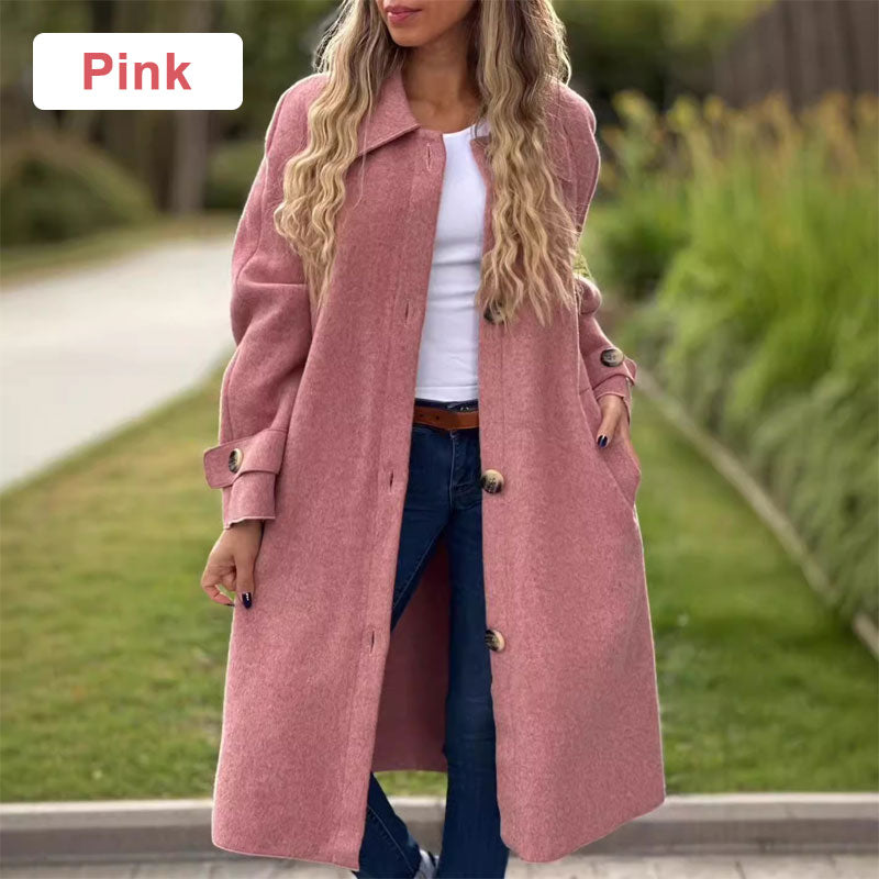 🏵️New Autumn Products 55% OFF--give you personal warmth🏵️Women's Button-Down Long Solid Color Coat