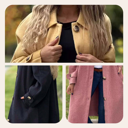 🏵️New Autumn Products 55% OFF--give you personal warmth🏵️Women's Button-Down Long Solid Color Coat