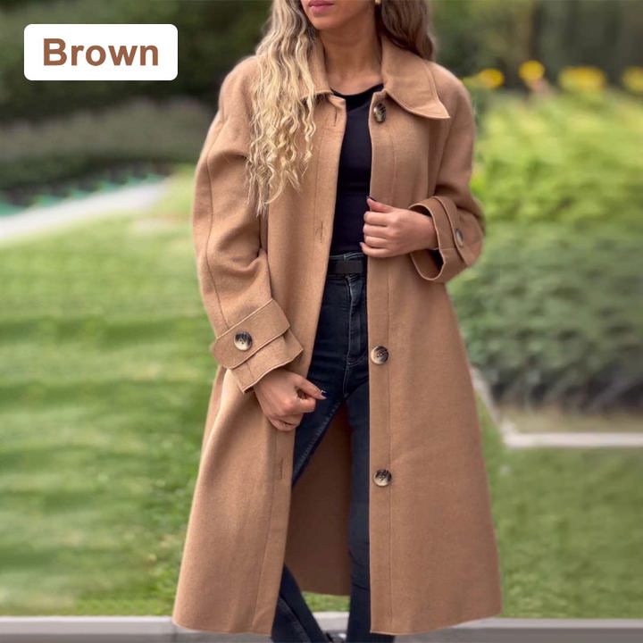 🏵️New Autumn Products 55% OFF--give you personal warmth🏵️Women's Button-Down Long Solid Color Coat