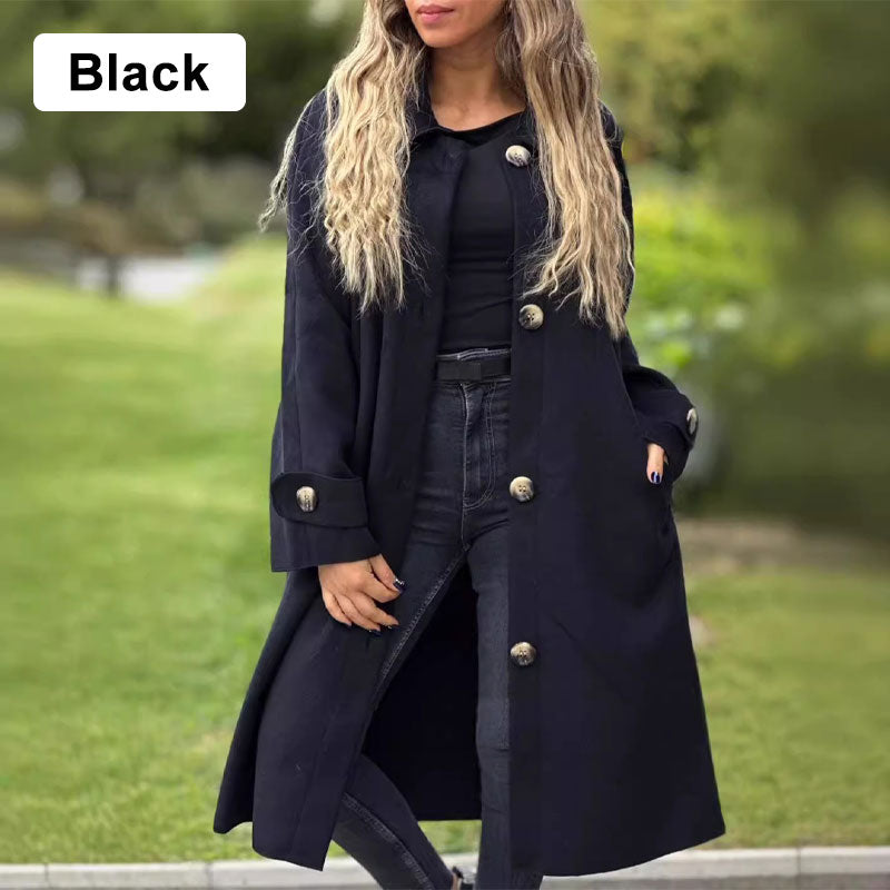 🏵️New Autumn Products 55% OFF--give you personal warmth🏵️Women's Button-Down Long Solid Color Coat