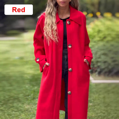 🏵️New Autumn Products 55% OFF--give you personal warmth🏵️Women's Button-Down Long Solid Color Coat