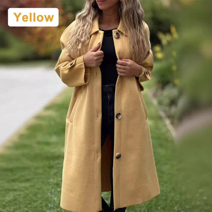 🏵️New Autumn Products 55% OFF--give you personal warmth🏵️Women's Button-Down Long Solid Color Coat