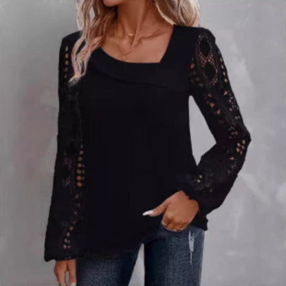 🔥HOT SALE 60% OFF🔥Women's Cutout Lace Patchwork Long-Sleeve Top