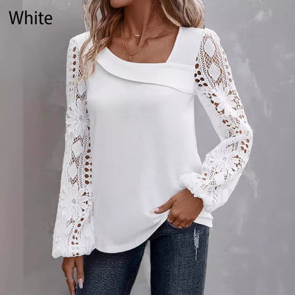 🔥HOT SALE 60% OFF🔥Women's Cutout Lace Patchwork Long-Sleeve Top