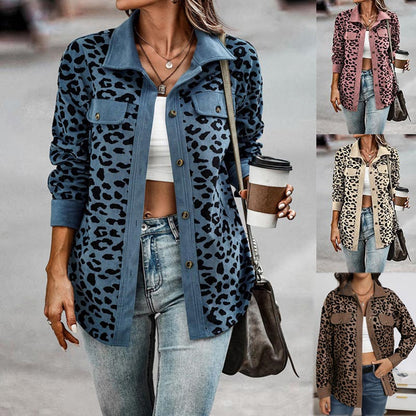 ✨HOT SALE 50% OFF✨Women's Leopard Print Button Long-sleeve Jacket