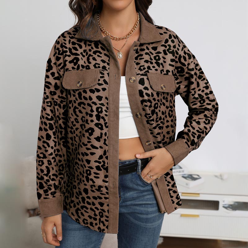 ✨HOT SALE 50% OFF✨Women's Leopard Print Button Long-sleeve Jacket