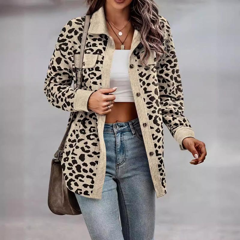 ✨HOT SALE 50% OFF✨Women's Leopard Print Button Long-sleeve Jacket