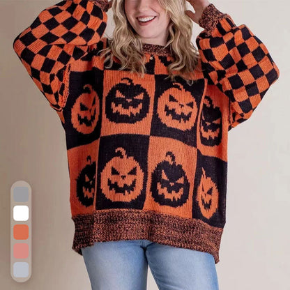 🔥HOT SALE 50% OFF🔥Halloween Checkered Sweater-Halloween vibes, everyday comfort.