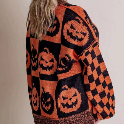 🔥HOT SALE 50% OFF🔥Halloween Checkered Sweater-Halloween vibes, everyday comfort.