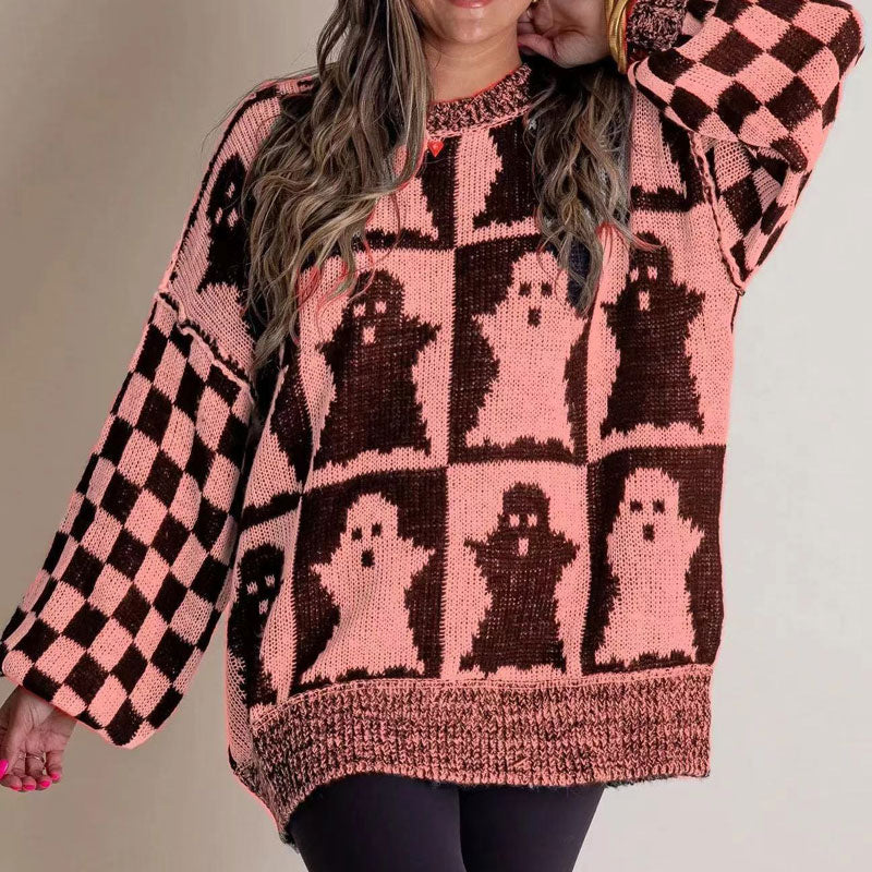 🔥HOT SALE 50% OFF🔥Halloween Checkered Sweater-Halloween vibes, everyday comfort.