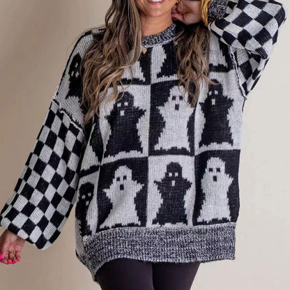 🔥HOT SALE 50% OFF🔥Halloween Checkered Sweater-Halloween vibes, everyday comfort.