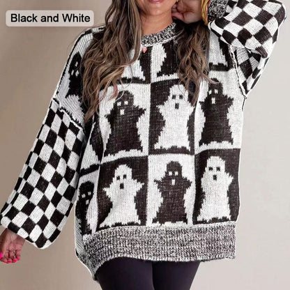 🔥HOT SALE 50% OFF🔥Halloween Checkered Sweater-Halloween vibes, everyday comfort.