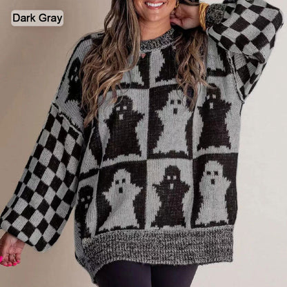 🔥HOT SALE 50% OFF🔥Halloween Checkered Sweater-Halloween vibes, everyday comfort.