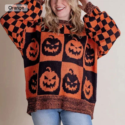 🔥HOT SALE 50% OFF🔥Halloween Checkered Sweater-Halloween vibes, everyday comfort.