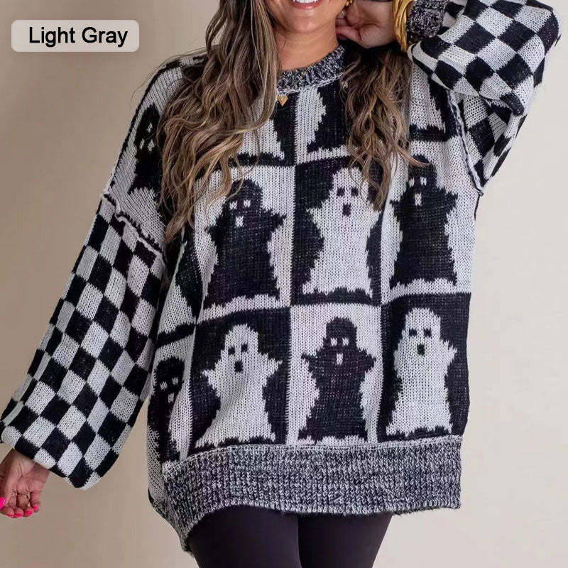 🔥HOT SALE 50% OFF🔥Halloween Checkered Sweater-Halloween vibes, everyday comfort.