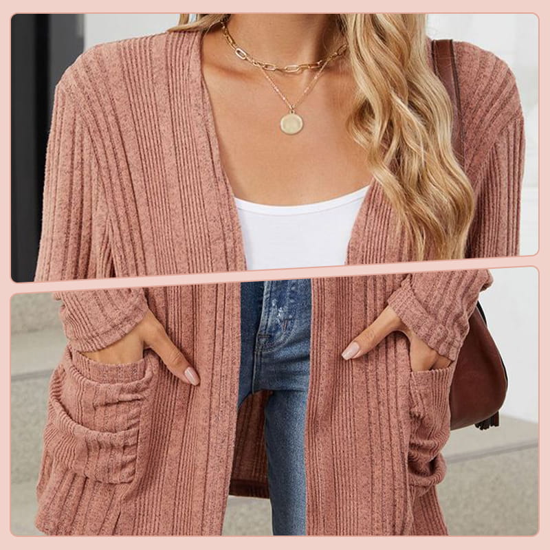 🌸HOT SALE 60% OFF🌸Women's Casual Knit Long-Sleeve Open Front Coat