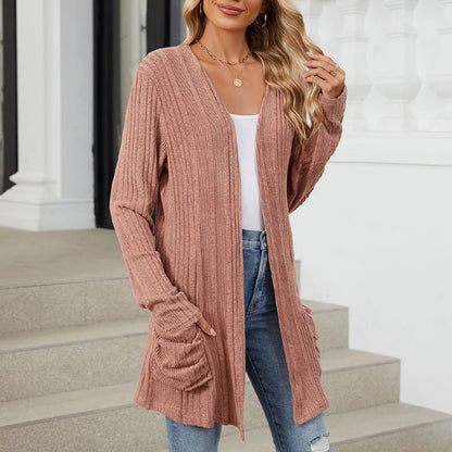 🌸HOT SALE 60% OFF🌸Women's Casual Knit Long-Sleeve Open Front Coat