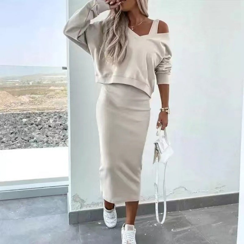 🌸HOT SALE 64% OFF🌸Women's 2-Piece Set Sleeveless Dress & Loose V-Neck Pullover