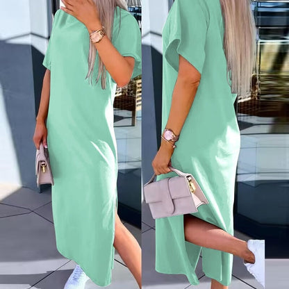 🔥inner skirt--50% off✨Women's Casual Split T-shirt Long Dress