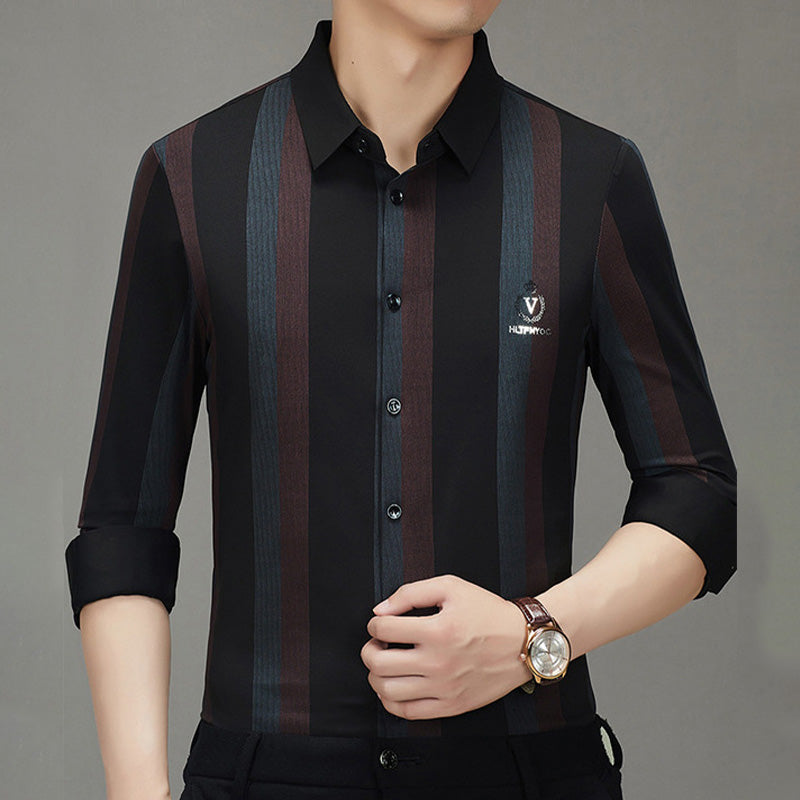 🔥Hot Sale 50% OFF🔥Striped Lapel Button Down Long Sleeve Shirt