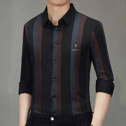 🔥Hot Sale 50% OFF🔥Striped Lapel Button Down Long Sleeve Shirt