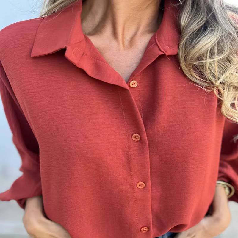 🔥HOT SALE-64% OFF💝Women's Elegant Solid Color Button-Up Shirt