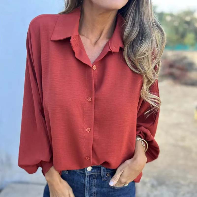 🔥HOT SALE-64% OFF💝Women's Elegant Solid Color Button-Up Shirt