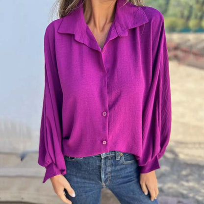 🔥HOT SALE-64% OFF💝Women's Elegant Solid Color Button-Up Shirt