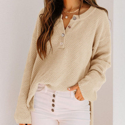 🌷New autumn products-60% OFF🌷Henley Waffle Knit Sweater