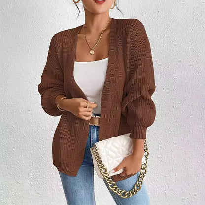 🏵️Warm Cardigan 50% OFF🏵️Chunky Knit Open Front Cardigan with Lantern Sleeves