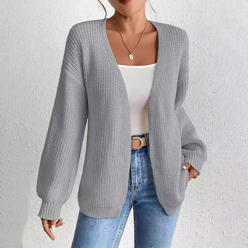 🏵️Warm Cardigan 50% OFF🏵️Chunky Knit Open Front Cardigan with Lantern Sleeves