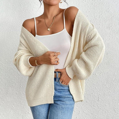 🏵️Warm Cardigan 50% OFF🏵️Chunky Knit Open Front Cardigan with Lantern Sleeves