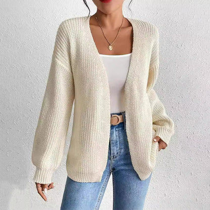 🏵️Warm Cardigan 50% OFF🏵️Chunky Knit Open Front Cardigan with Lantern Sleeves