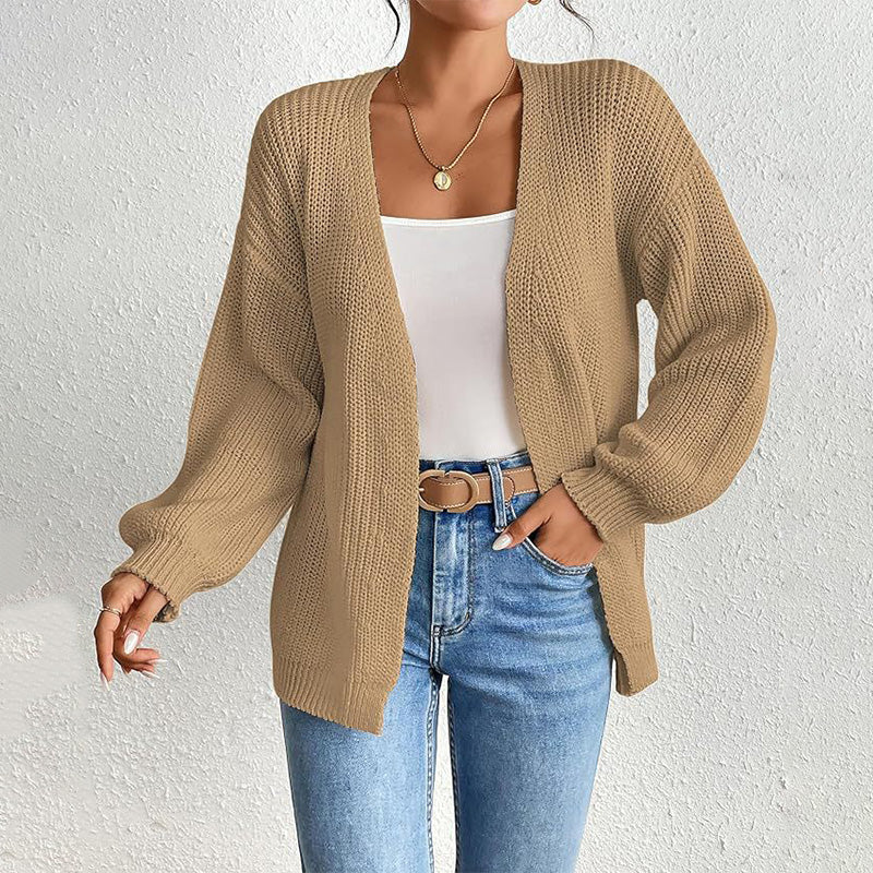 🏵️Warm Cardigan 50% OFF🏵️Chunky Knit Open Front Cardigan with Lantern Sleeves