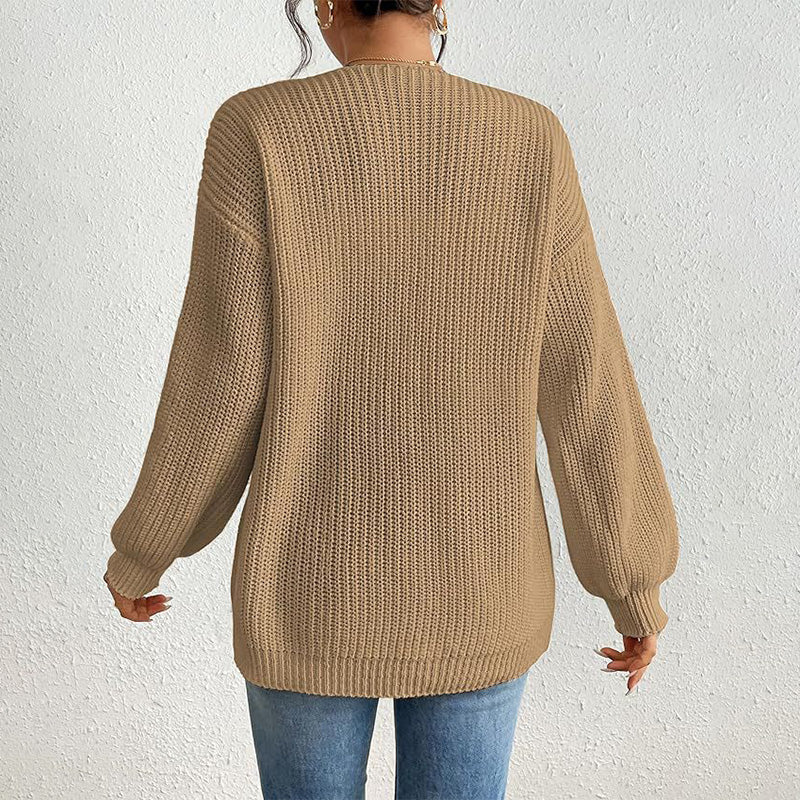 🏵️Warm Cardigan 50% OFF🏵️Chunky Knit Open Front Cardigan with Lantern Sleeves