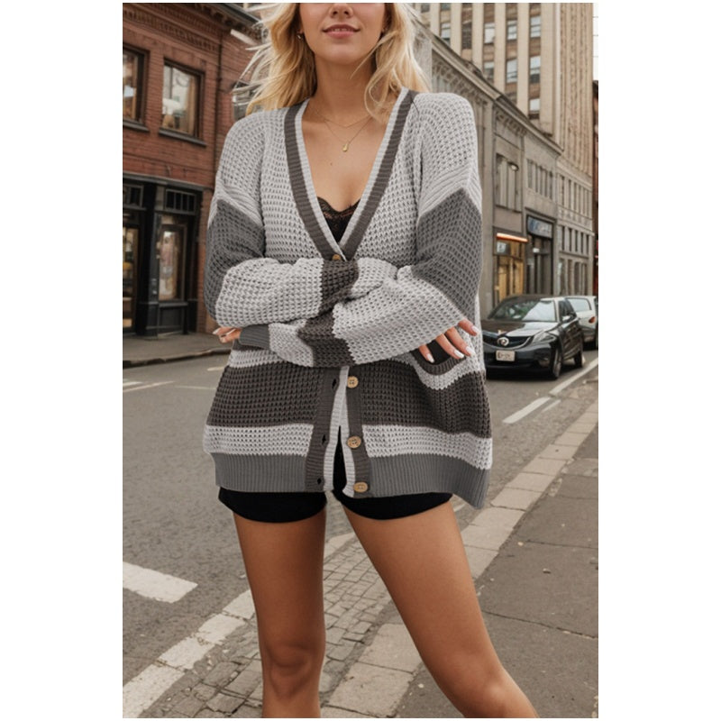 🌷HOT SALE 60% OFF🌷 Women's Colorblock Knit Cardigan Sweater