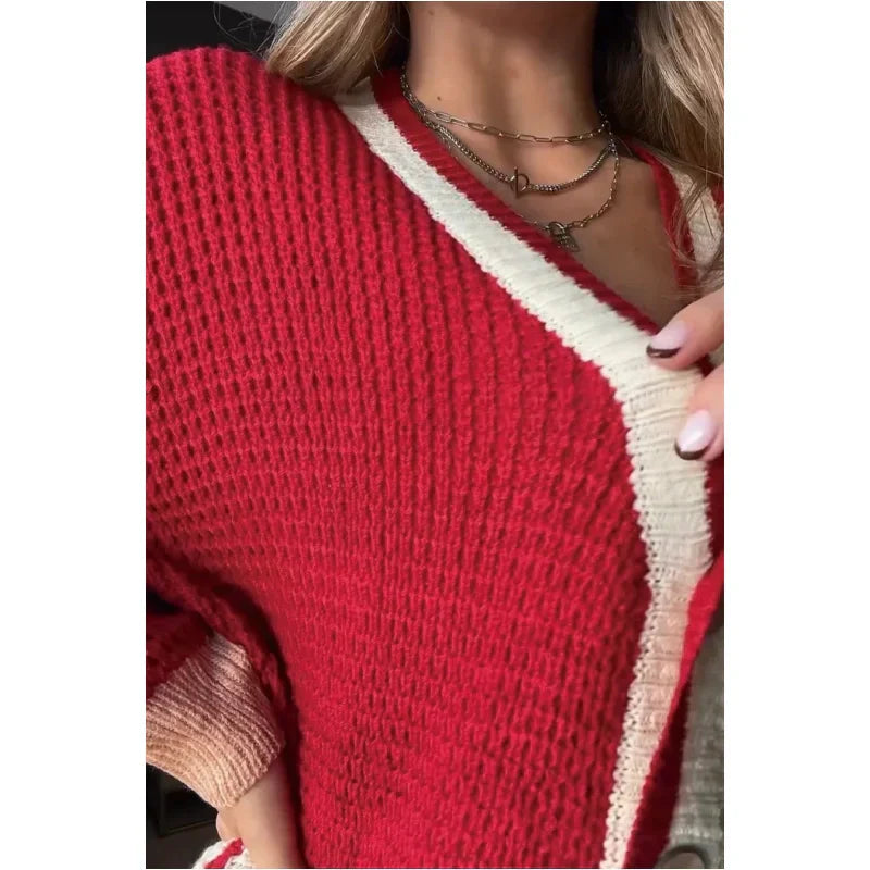 🌷HOT SALE 60% OFF🌷 Women's Colorblock Knit Cardigan Sweater