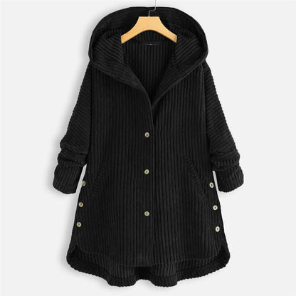 🌷Hot Sale 52% OFF🌷Casual Solid Color Thickened Hooded Button Coat