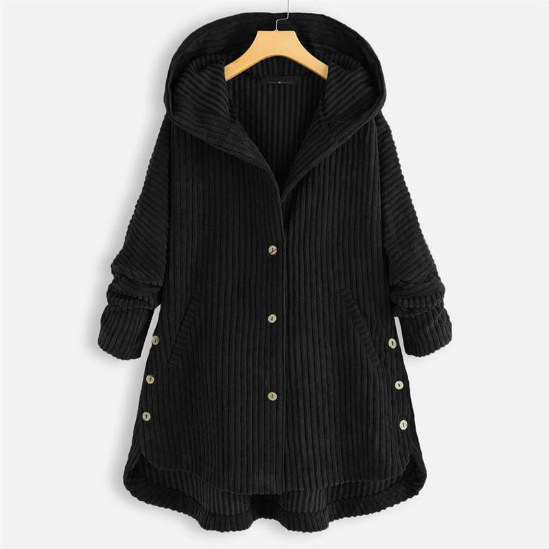 🌷Hot Sale 52% OFF🌷Casual Solid Color Thickened Hooded Button Coat