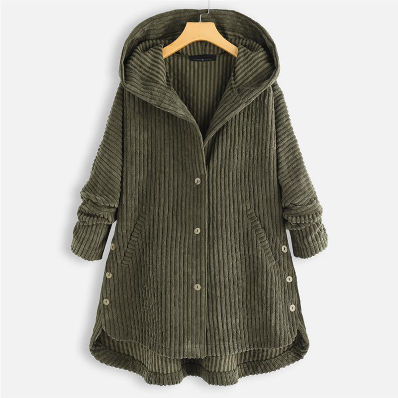 🌷Hot Sale 52% OFF🌷Casual Solid Color Thickened Hooded Button Coat